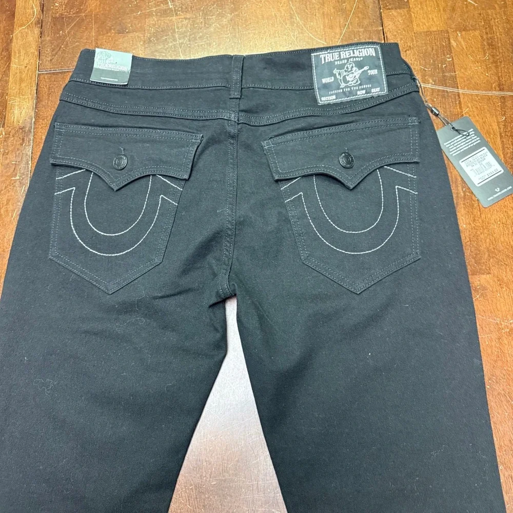 NWT True Religion Rocco Relaxed Skinny Jeans Mens 32 Black Flap Pocket 105707